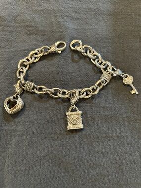 Gorgeous Judith Ripka sterling silver charm bracelet